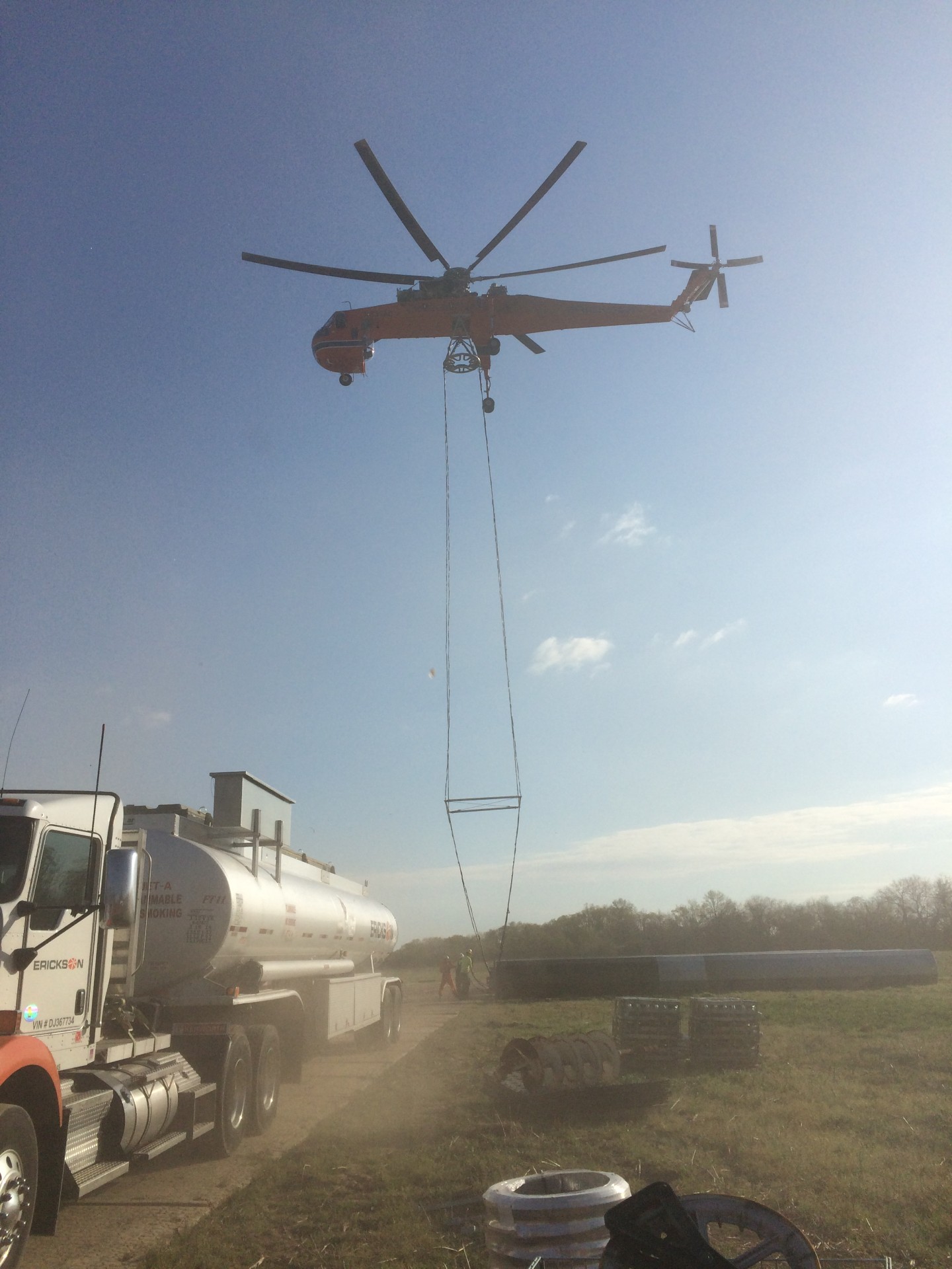 Helicopter setting utility pole